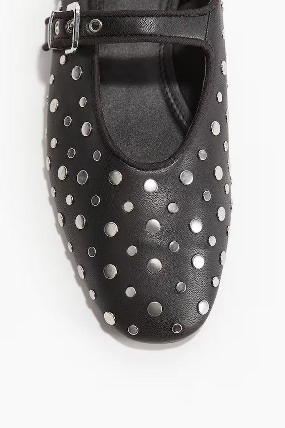Clay-Studded Mary Jane Ballet Flats
