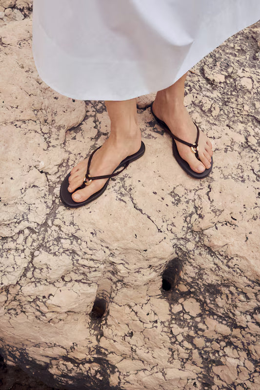 Clay-Ring-Detail Flip-Flops